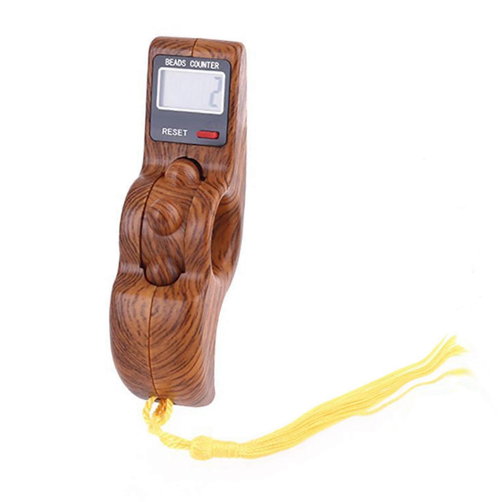 Simple Hand Counter with Visible Display Lightweight Digital Counter Wood Manual Counter Efficient Hand Operated Counter  Dark wood grain colo