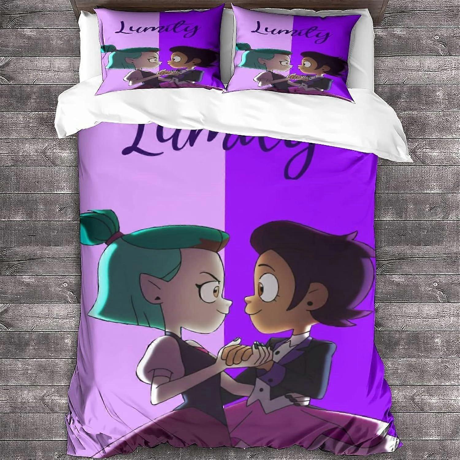 GENBAK A Coruja Casa Edredom Capa 3D Animação Impresso Roupa de Cama Conjunto 3Pcs Microfibra Animação Colcha Capa com Zíper Fechamento Duplo