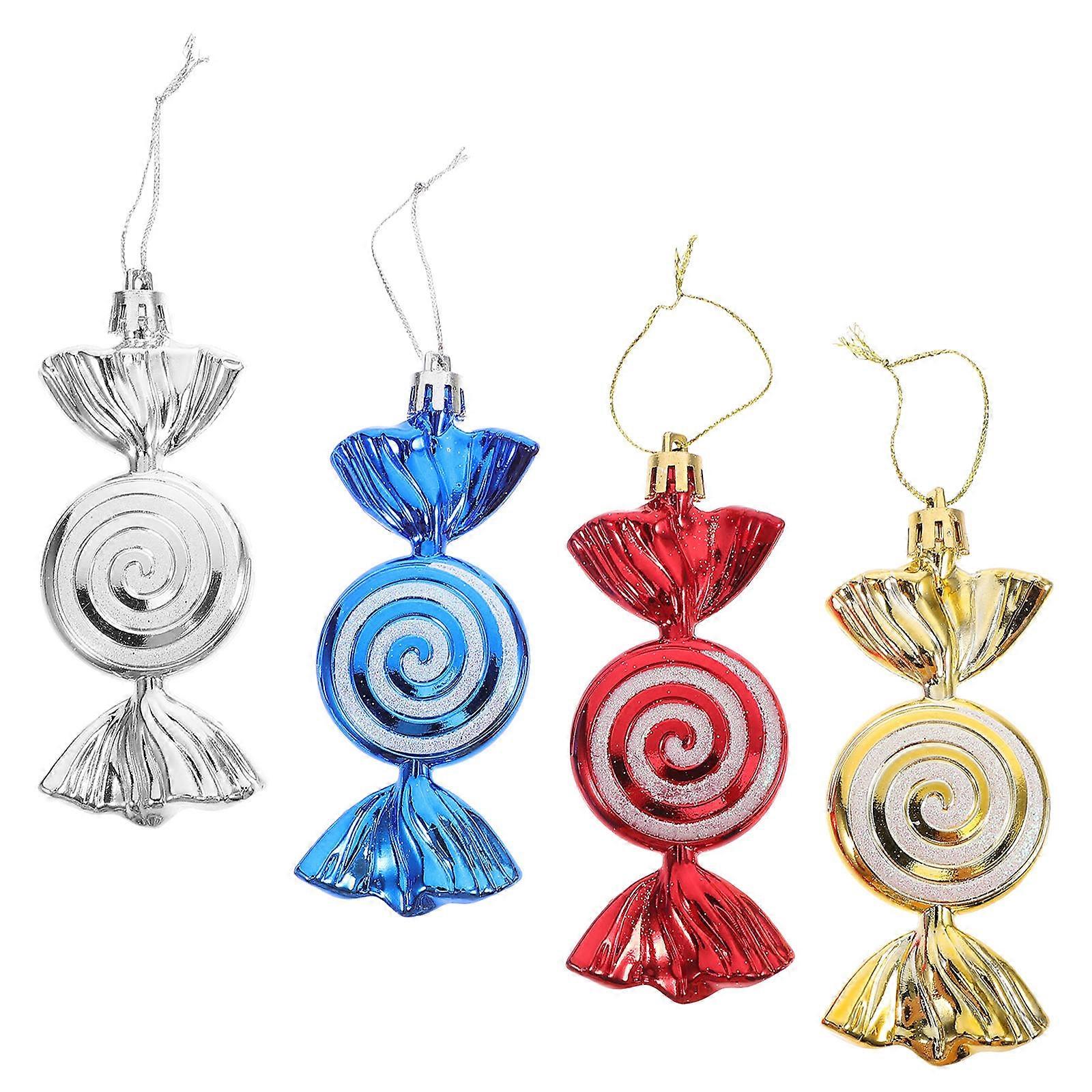 Christmas Tree Hanging Ornament Plastic for Decor 4Pcs Candy Decor