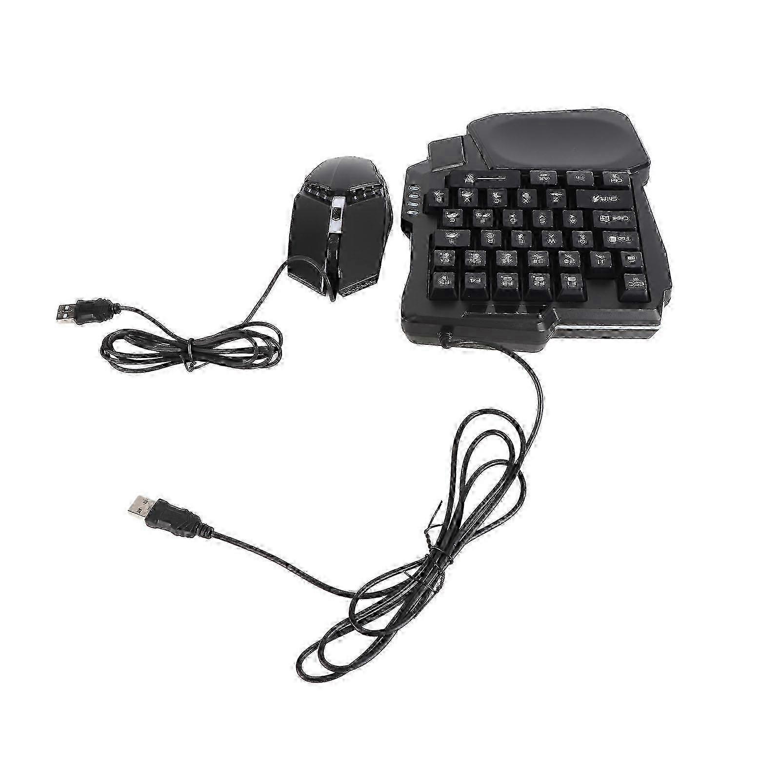 RGB Backlit Keyboard Mouse Combo Single Hand Gaming Keypad Mouse Converter with Adjustable Phone Stand for Android for IOS