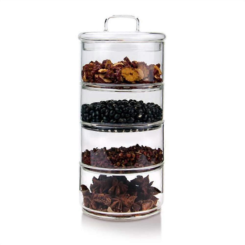 Glass Storage Jars Clear With Glass Lids Airtight 4 Stack MultiTier Stackable Kitchen Canisters