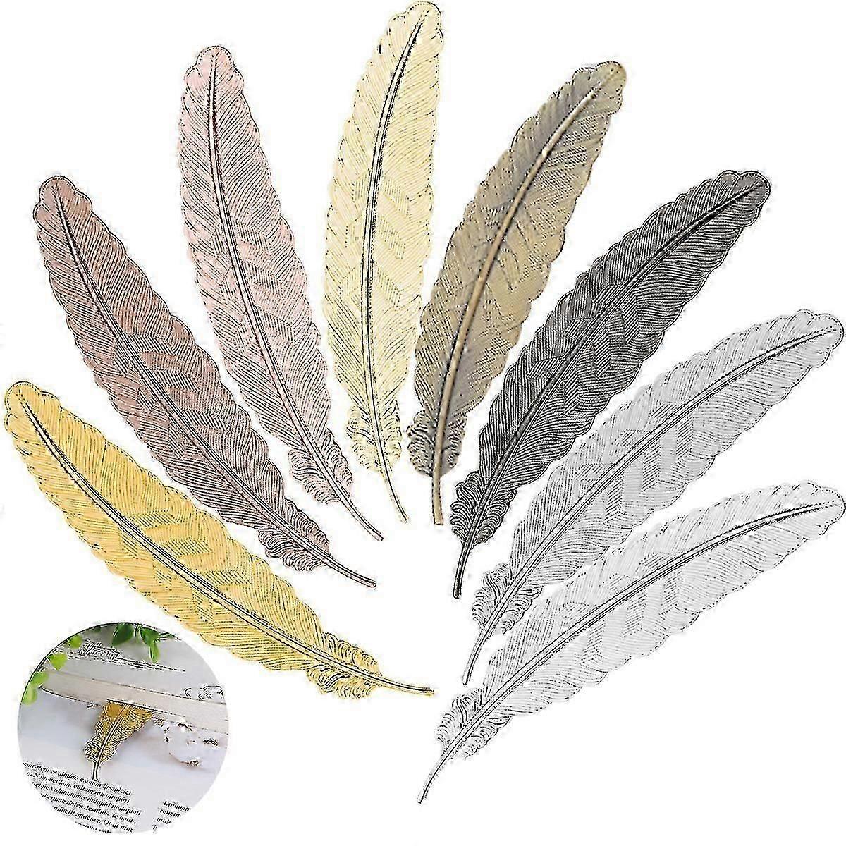 Metall Feder Lesezeichen Einfach Elegant und Dnn Federfrmige Lesezeichen Ideales Geschenk fr Erwachsene, Kinder und Studenten (5 Farben) 10 Stck
