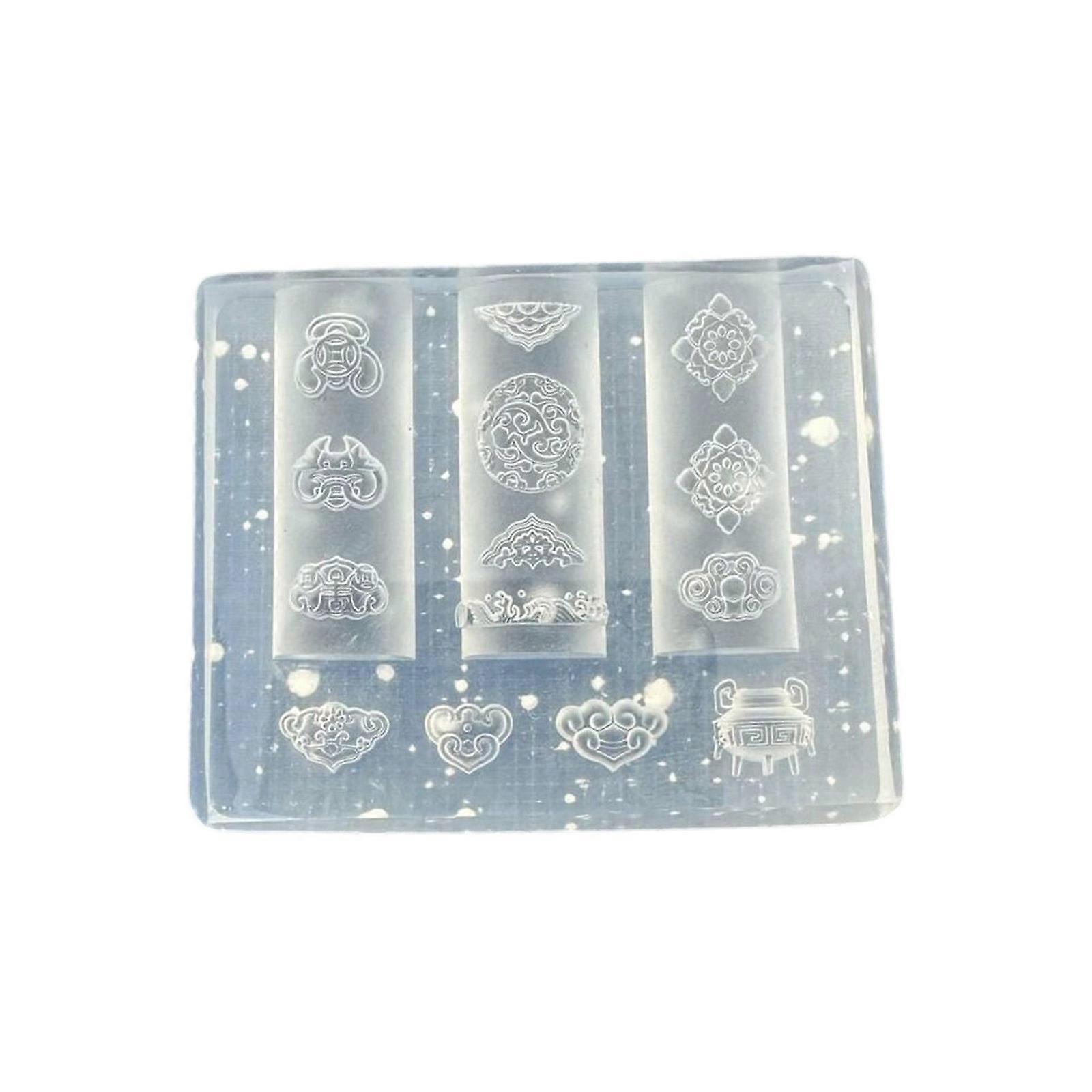 Reusable Silicone Nail Mold For Creating Intricate 3D Chinese Emboss Design Manicure Art Decoration Mould Multicolor