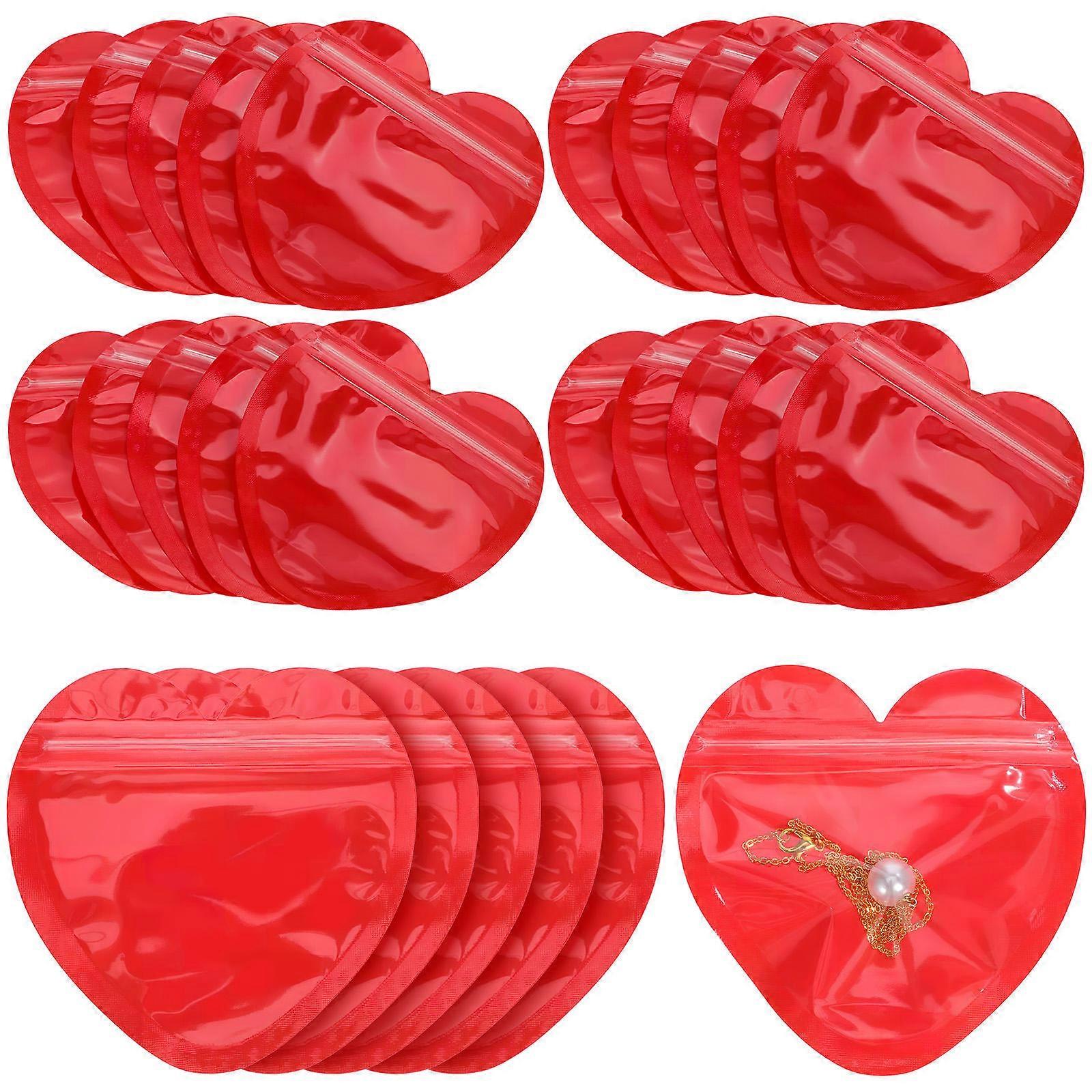 Valentines Plastic Bags Versatile Use Clear Display Heart Shaped 100Set