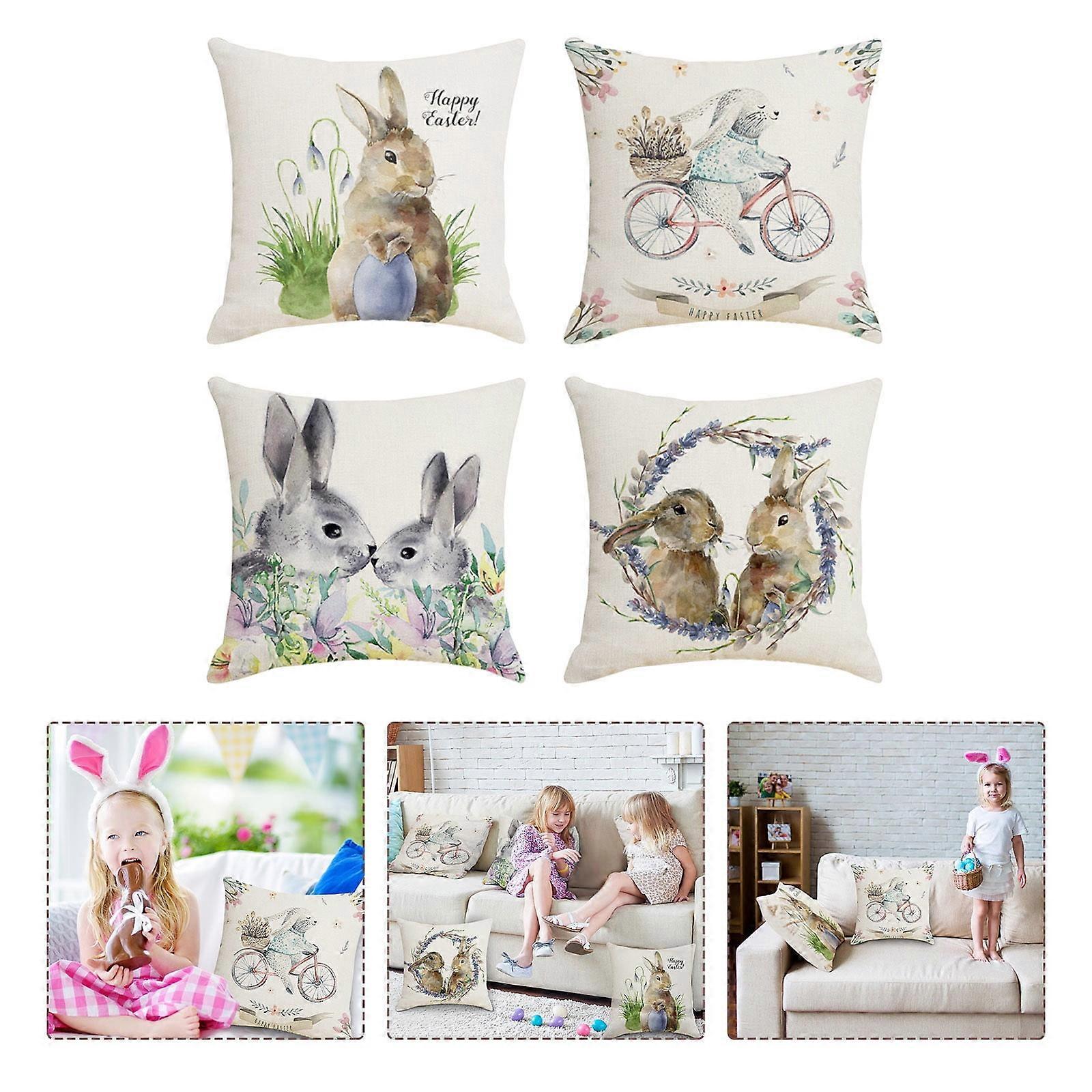 Giyblacko Pillow CaseEaster Linen Hugging Pillow Case Santa Pillow Case Printed Pillow Sofa Cushion