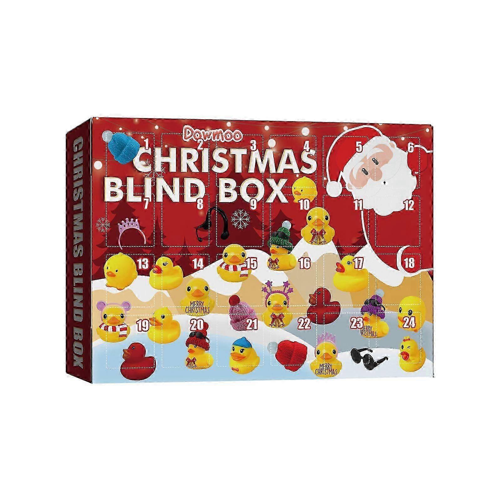 Dowmoo Christmas Rubber Duck Advent Calendar, 24 Grids, Cartoon Gift Duck Blind Box, 1pc