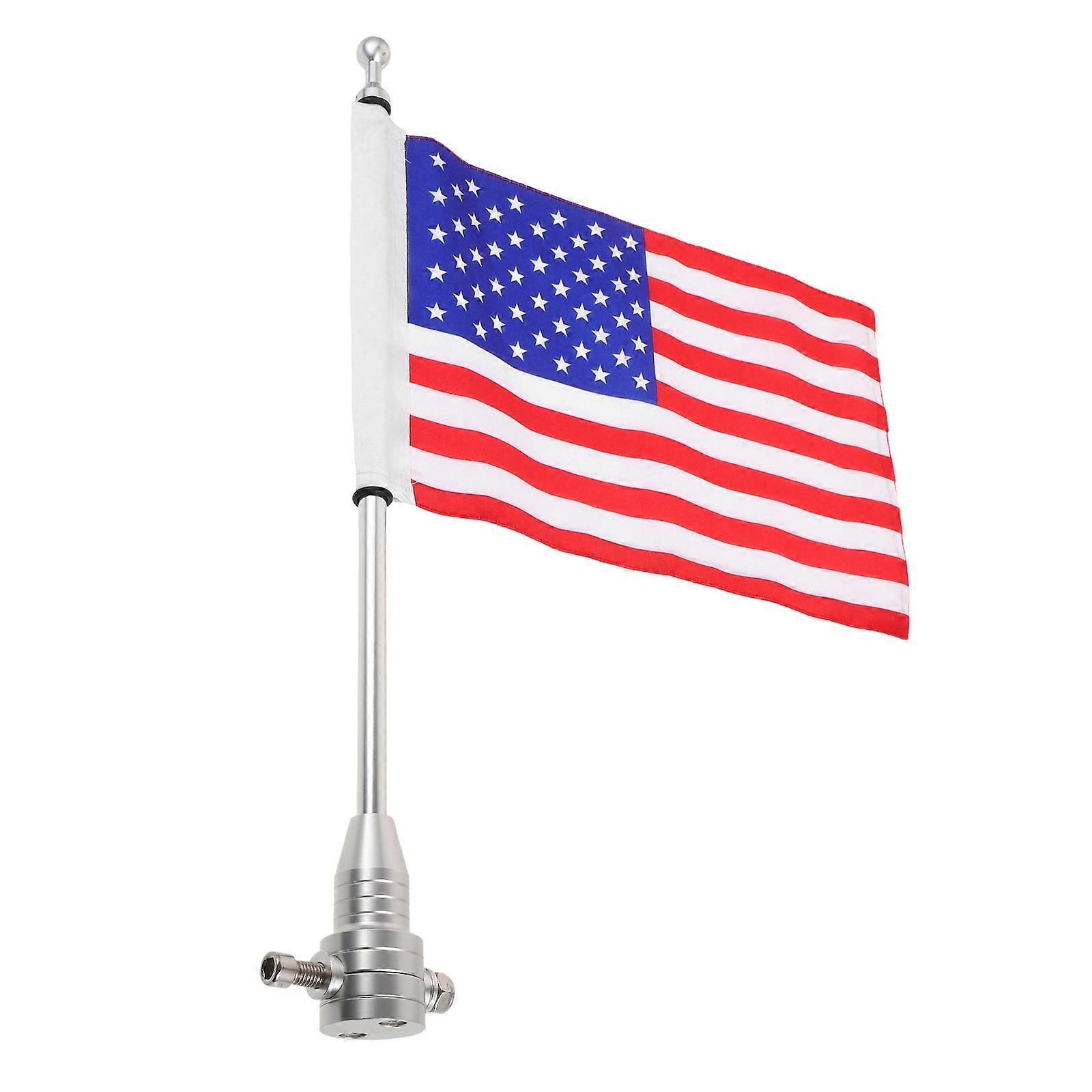 Motorcycle Flagpole Bicycle Flag Pole Handlebar Mount Silver