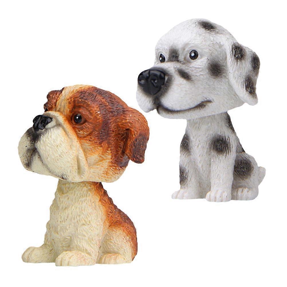Car Accessories Dog Bobblehead Model for Decor 2Pcs Cute Dashboard Figures