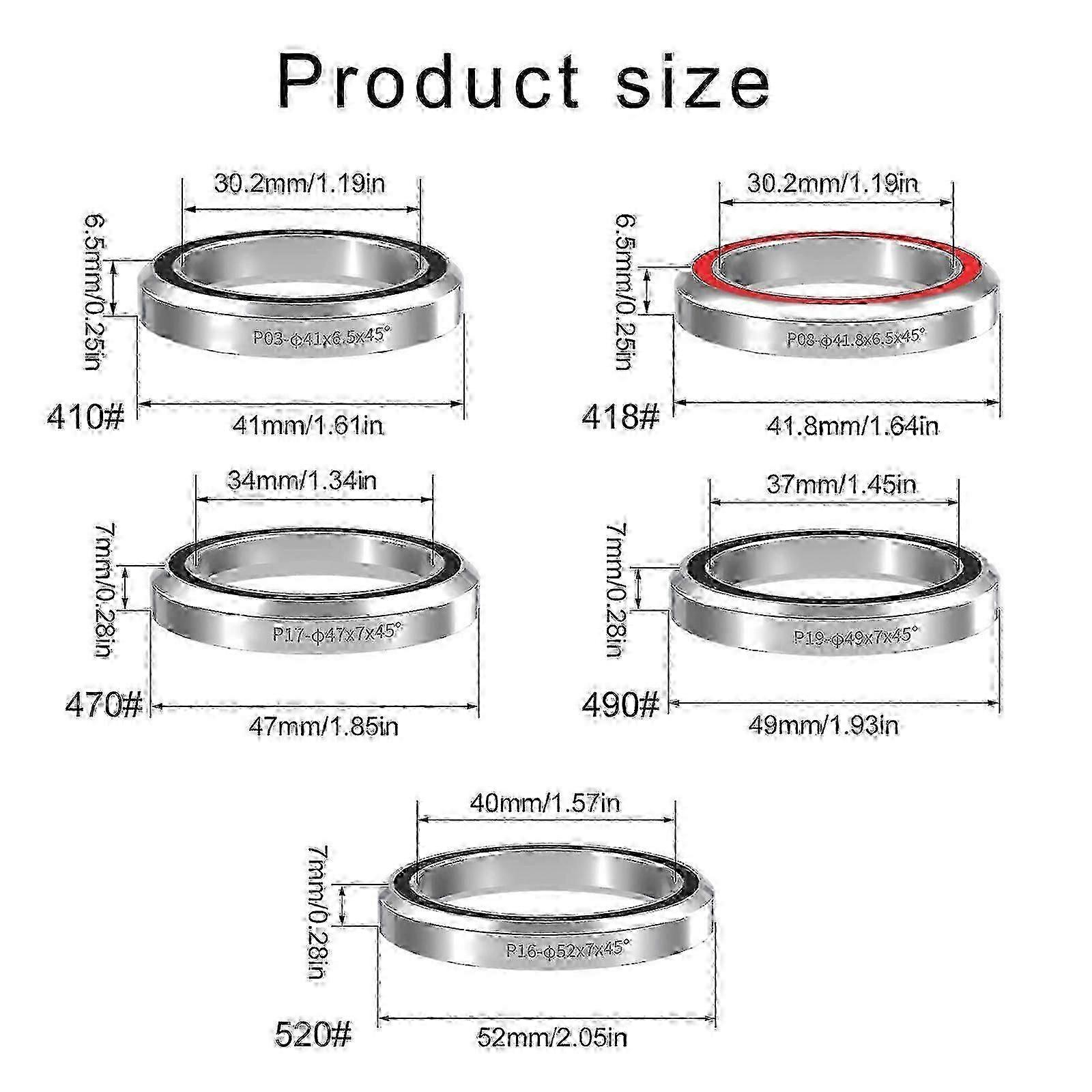 Casques de vélo de route Roulements Remplacement Vélo de route Double étanchéité Roulements Casques à roulement robustes Endurant 52mm