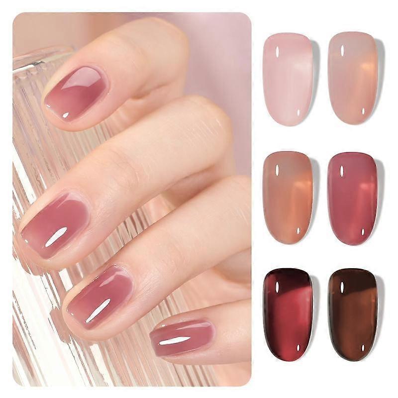 Kit de vernis à ongles gel UV GAOY Rose Garden Jelly, 6 teintes transparentes nude, rouge, rose et marron, idéal pour manucure et pose d'ongles en salon.