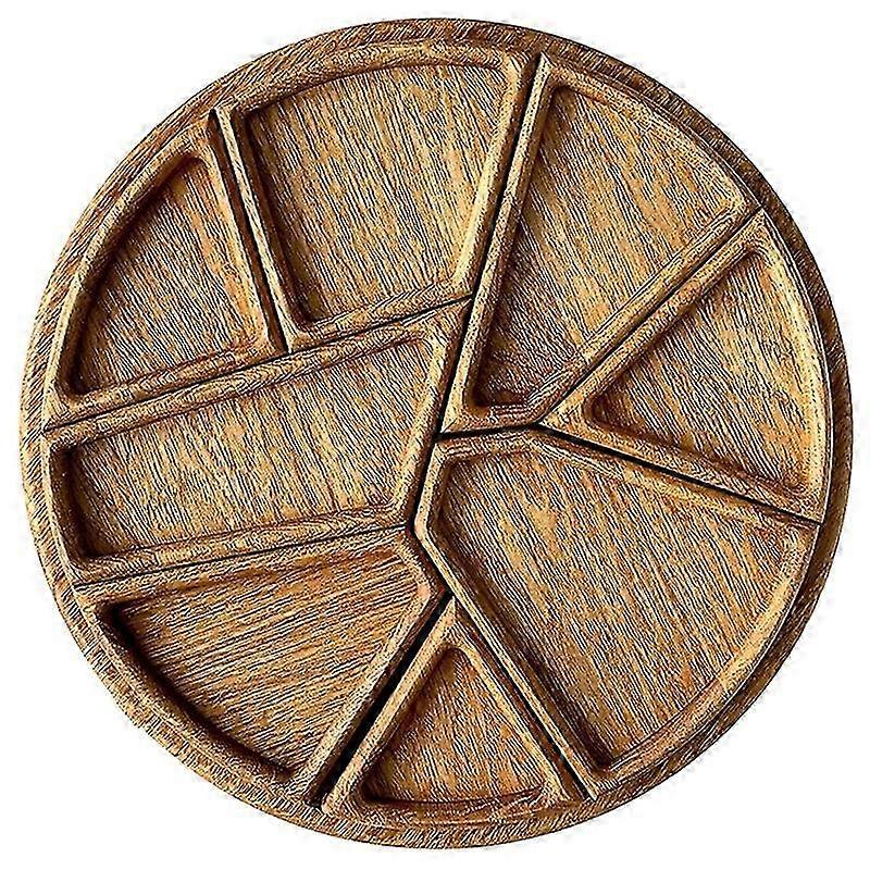 Puzzle Serving Tray With 8 Removable Compartments, Wooden Food Tray