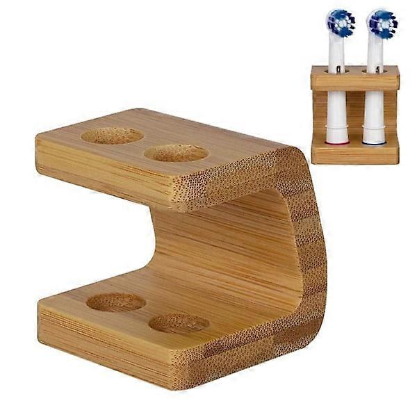 Bamboo Toothbrush Head Holder, Storage, 2 Compartments, 2 Slots