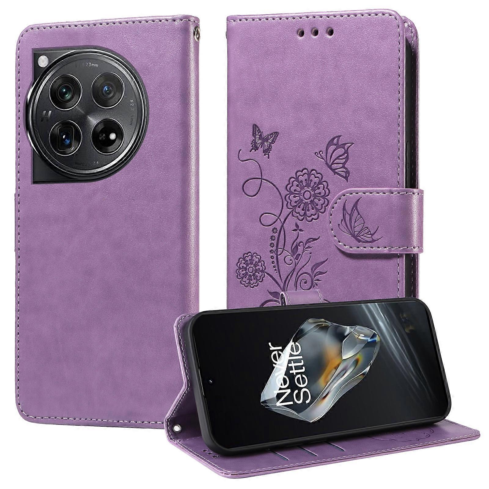 Embossed Butterfly Flowers Leather Phone Case