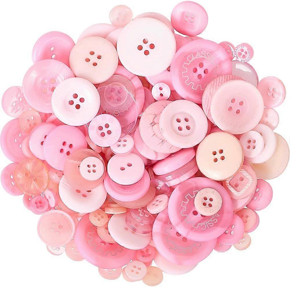 Mixed Style Pink Resin Button Flat Round Multiple Shape 2 and 4 Holes Flatback Pastel Assorted Sizes Replacement Buttons Bulk for Sewing Making Clothe