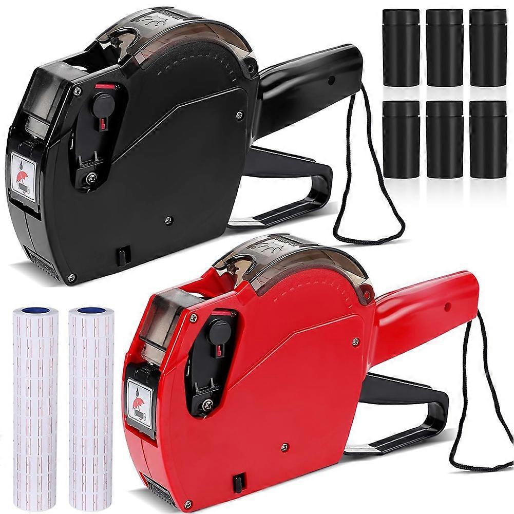 2 Pcs 8 Digits Price Tag-Gun, Pricing-Gun Kit with 20 Rolls Blank White Sticker Labels and 6 Ink Refill