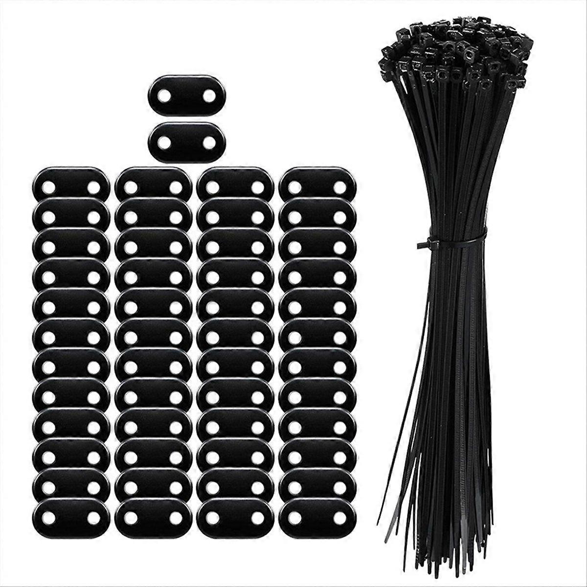 100PCS Cord Locks 2 Hole Plastic Black Cord Clamp for Ropes End Spring Toggle Stopper Slider, Black