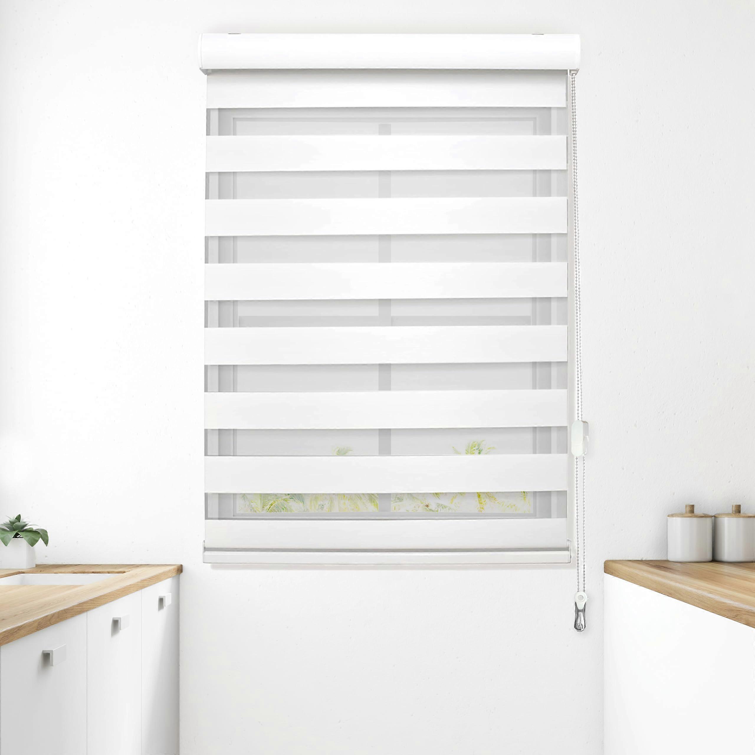 Zebra Blinds Dual Layer Roller Shades for Day and Night Light Control 20x72 White