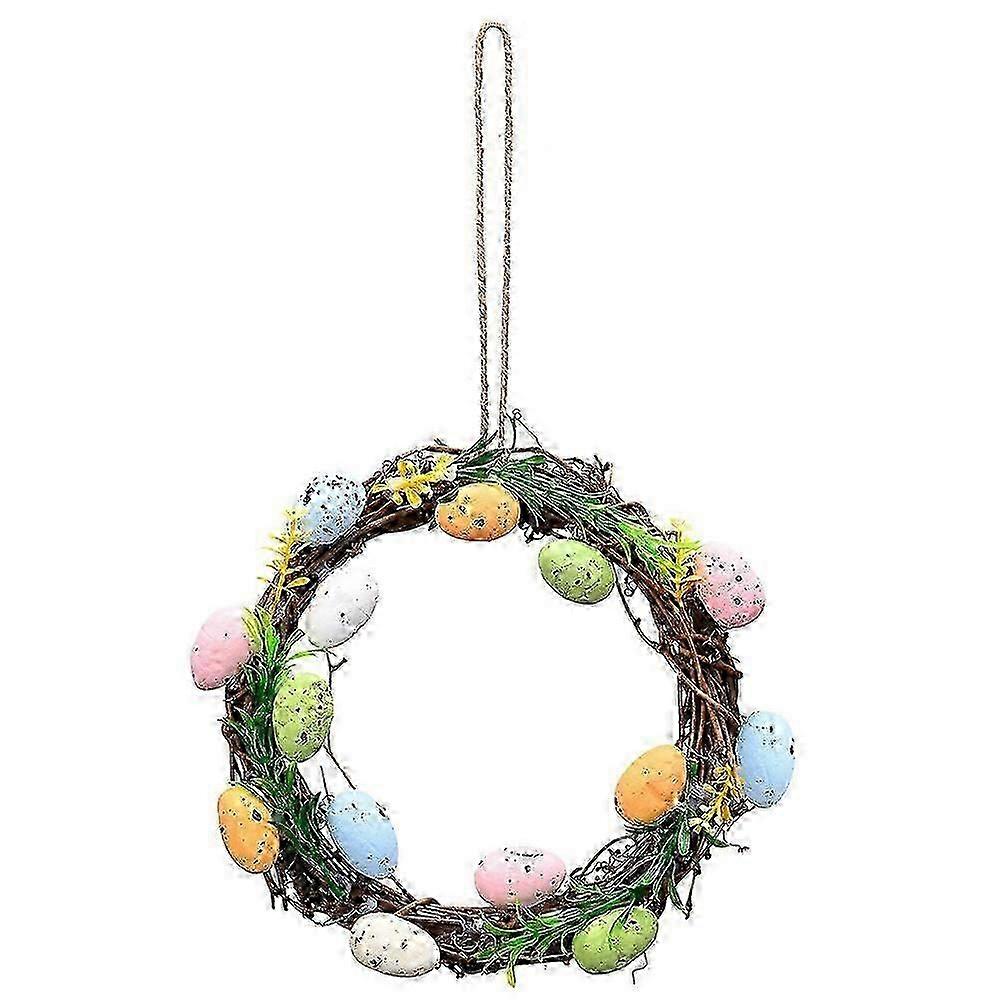 Easter colorful eggs DIY rattan wreath happy Easter bunny