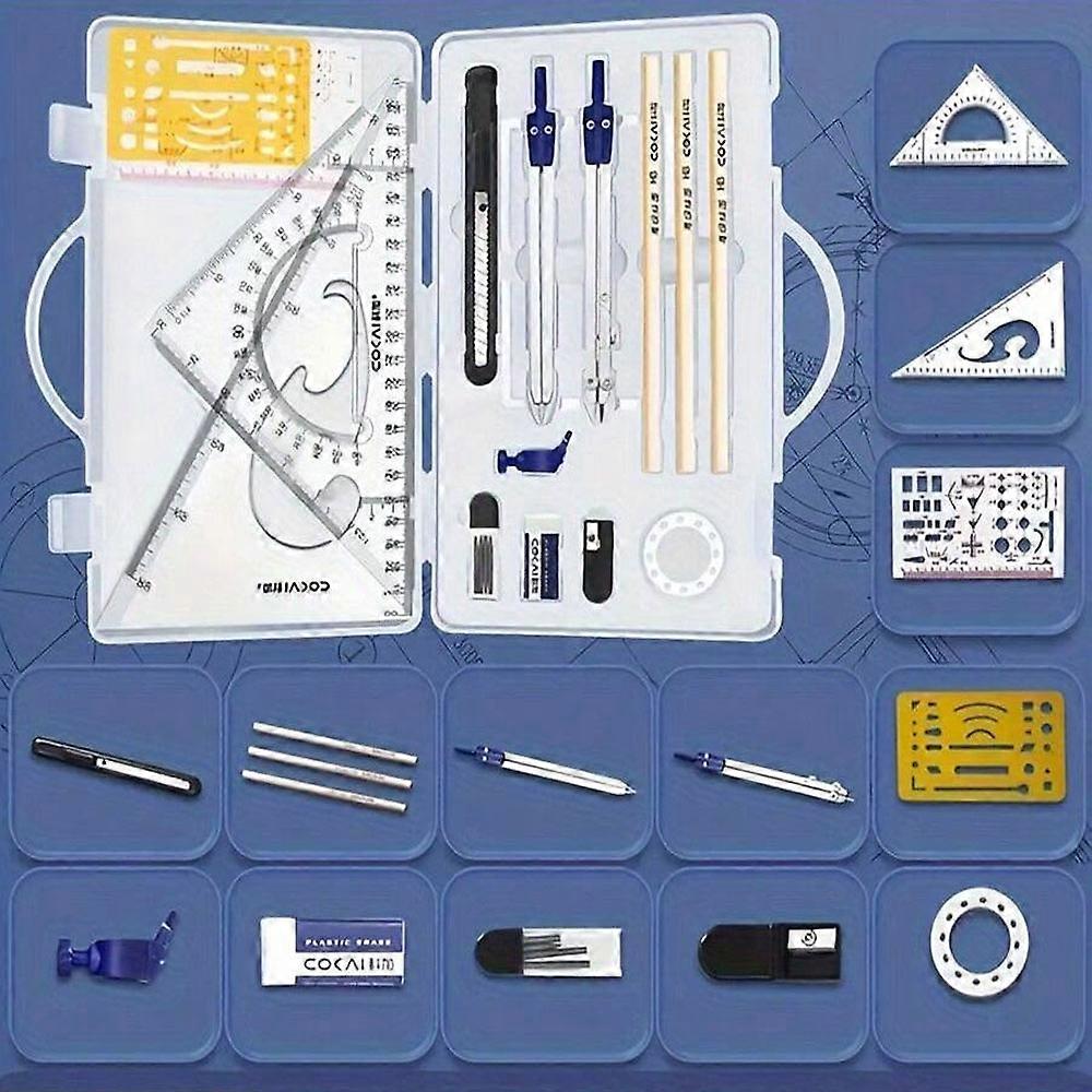 15-piece set of mechanical drawing tools for students, civil engineering drawing tool kit, drawing professional compass set
