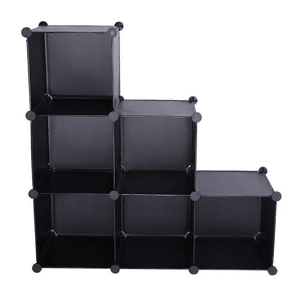 Cube Storage Organizer with 6 Closet Shelves, Modular Stackable Design for Bedroom and Home Office, Black