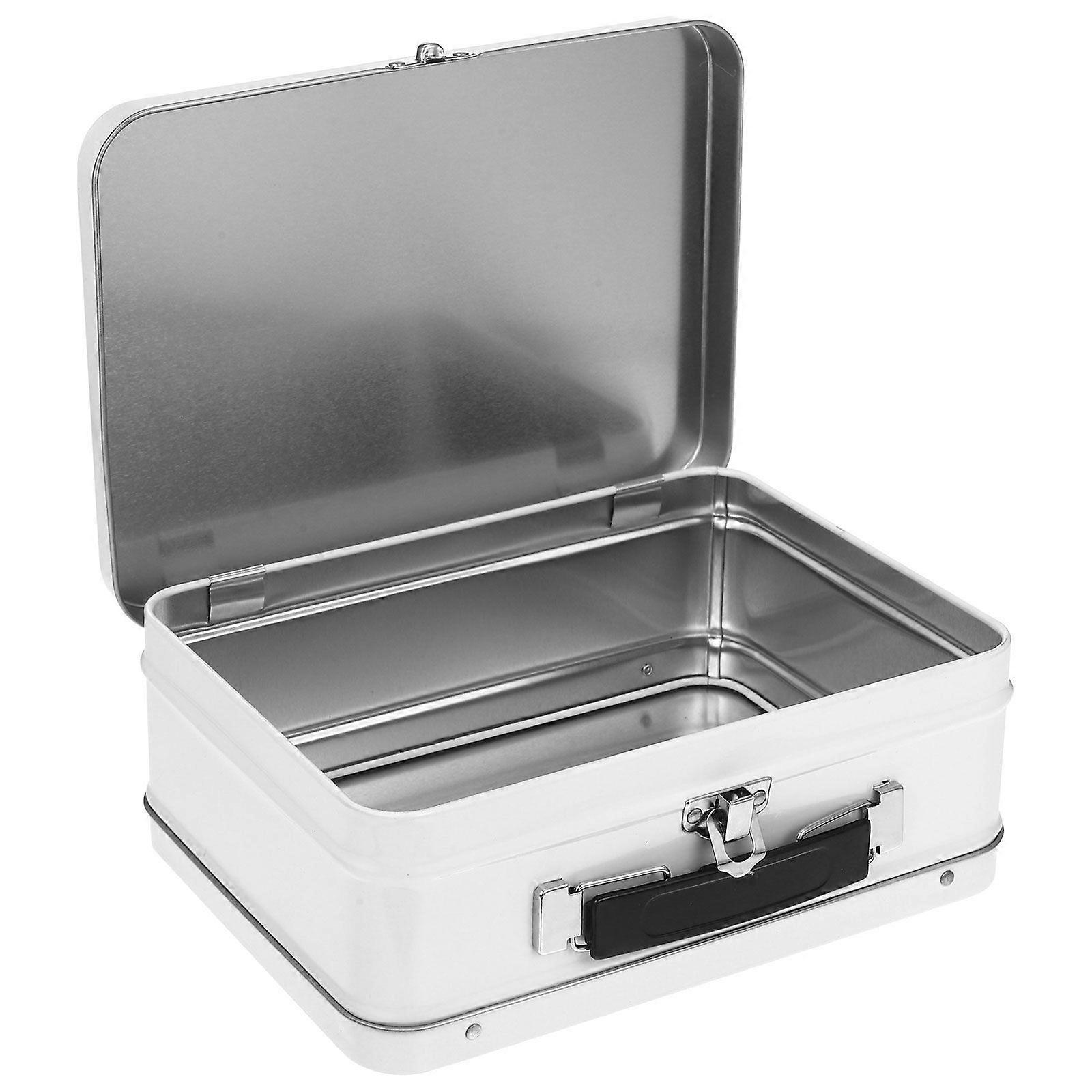 Trinket Box Jewelry Storage Case Keepsake Tinplate Storage Box with Handle