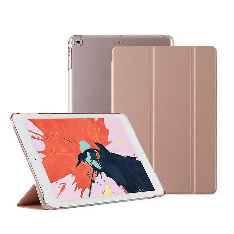 Capa elegante para iPad de 10,2 polegadas (7/8/9) em couro rosa dourado com tecnologia Smart Sleep.