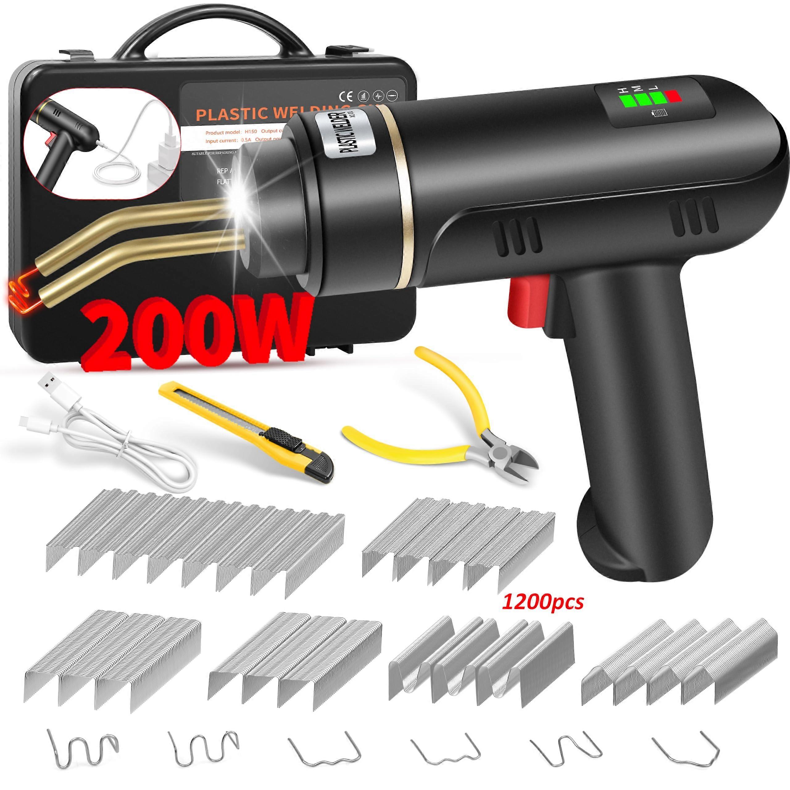 Cordless 200W Plastic Welder Kit with Hot Stapler, USB Rechargeable Gun for Bumper
