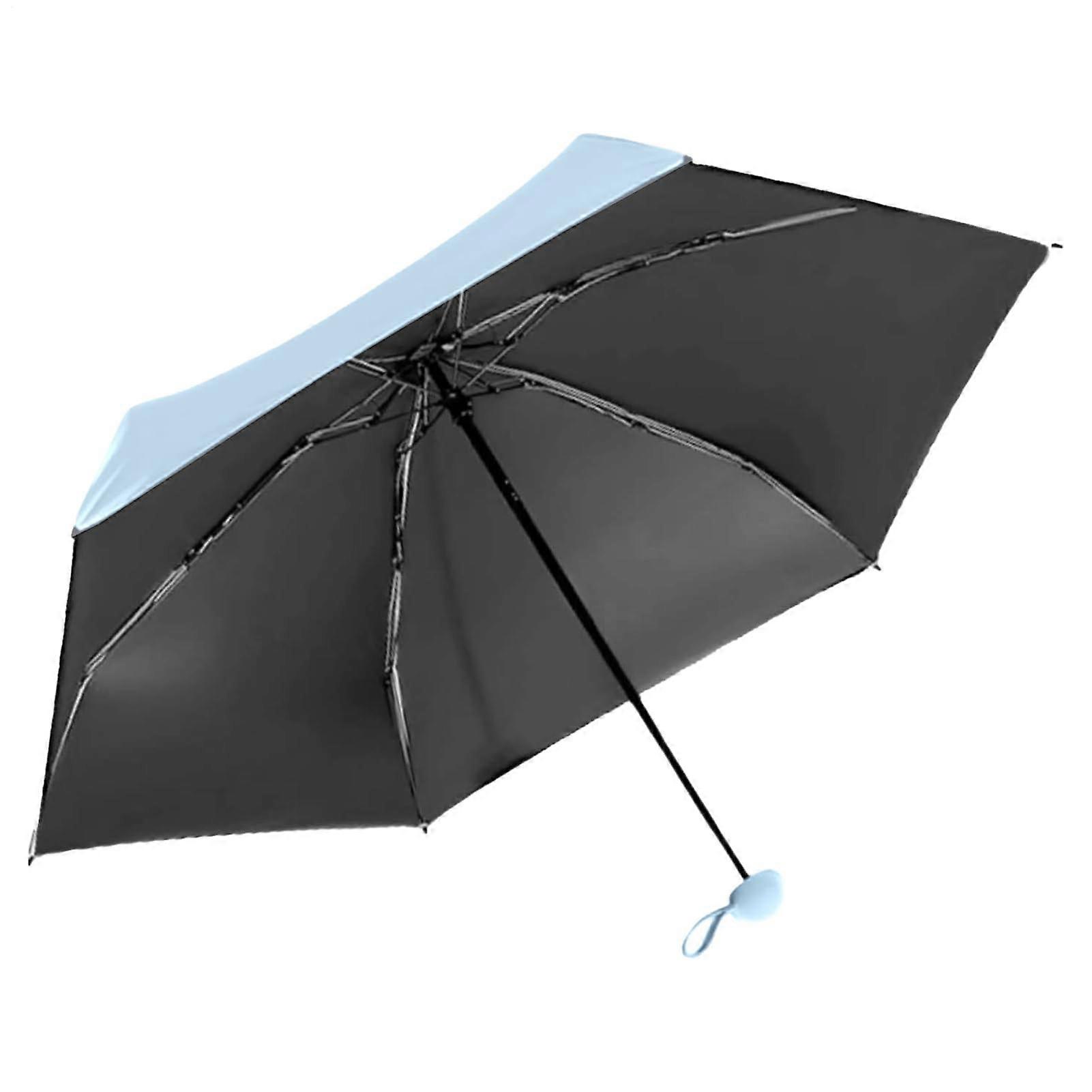 UV Protection Compact Travel Umbrella UPF50+ Windproof Foldable for Beach Camping Blue