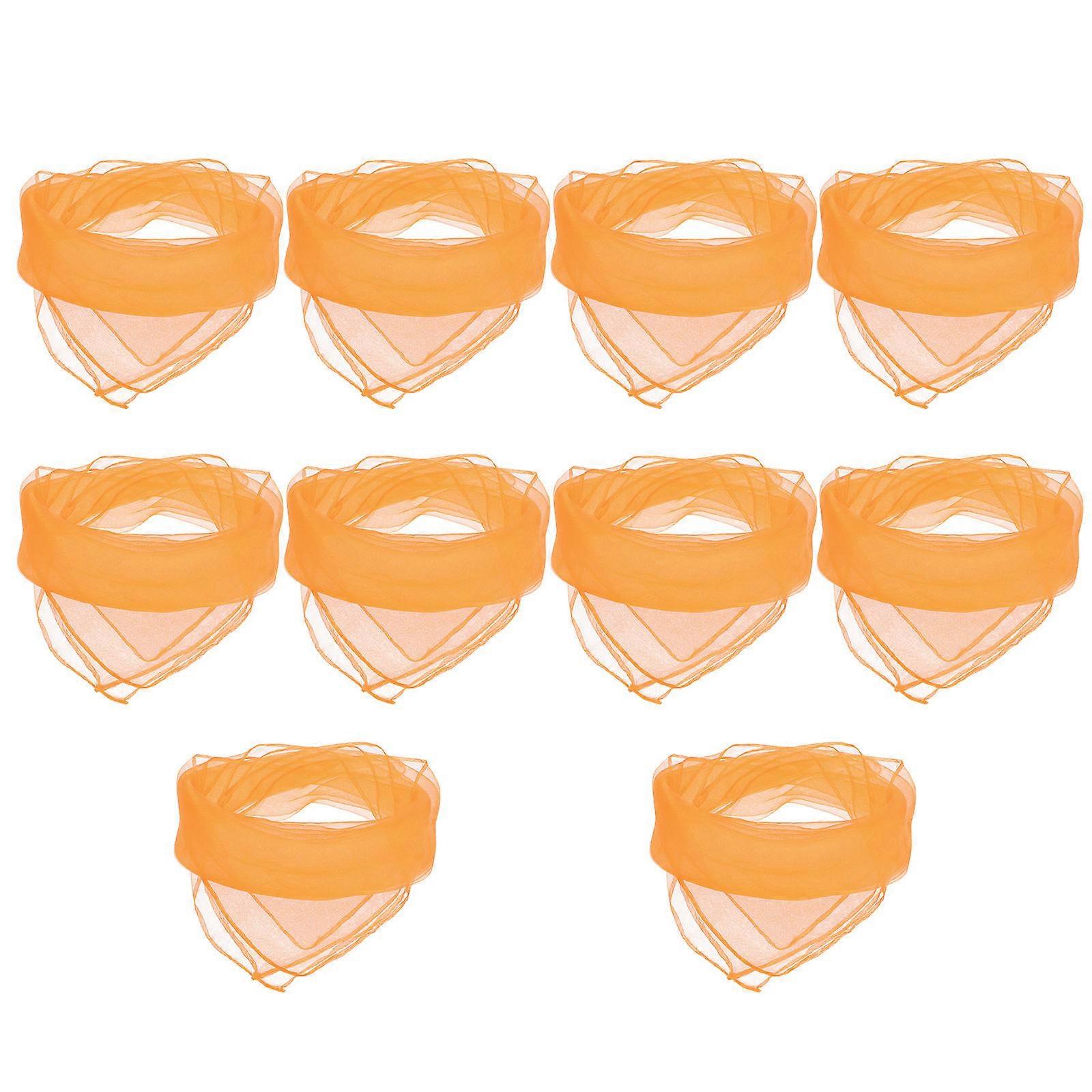 Small Silk Scarf for Dance Performance with 10Pcs Plain Scarves Orange