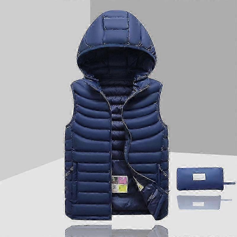 2025 Down Jacket Men's Sleeveless Detachable Hooded Winter Light Solid Color