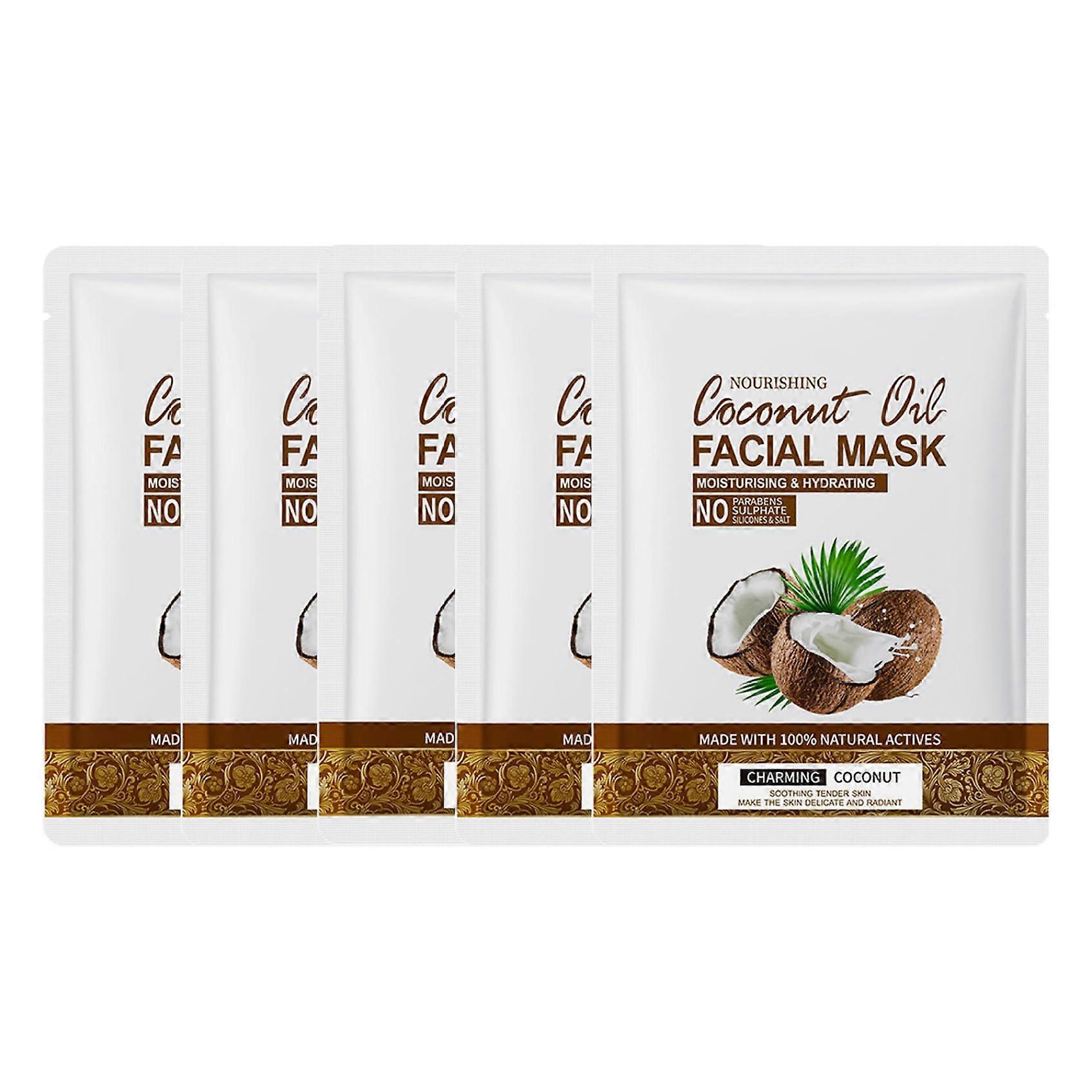 5 Count Coconut Sheet Mask Set with Natural Extract for Deep Hydration and Nourishment