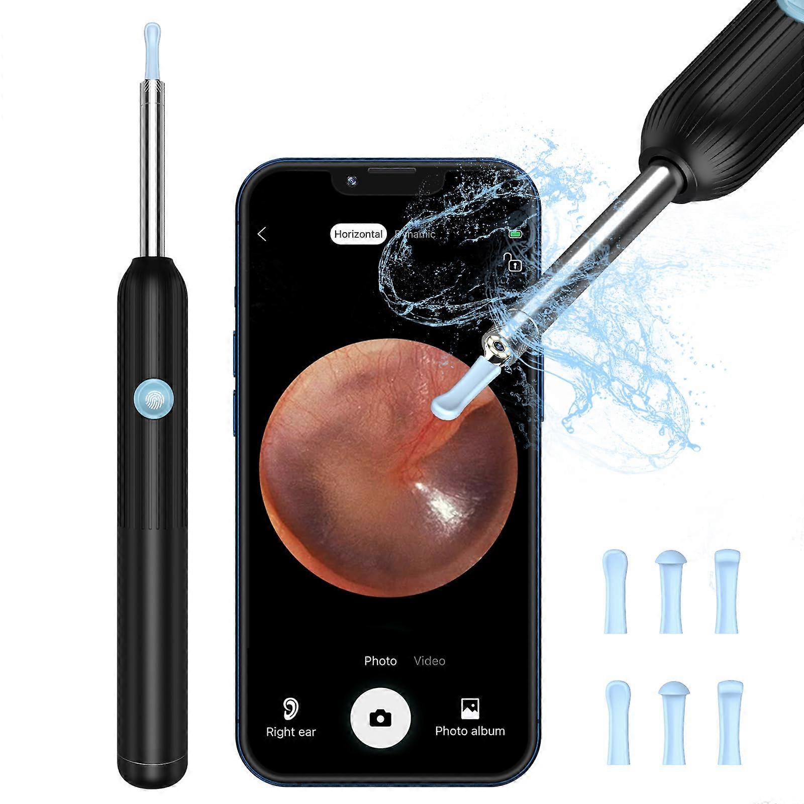 Wireless Ear Wax Removal Camera with HD LED, 6in1 Stainless Tools, for iOS and Android