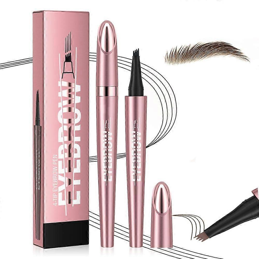 Microblading Eyebrow Pen Dark Brown Waterproof LongLasting 4Prong SmudgeProof Brow Pencil