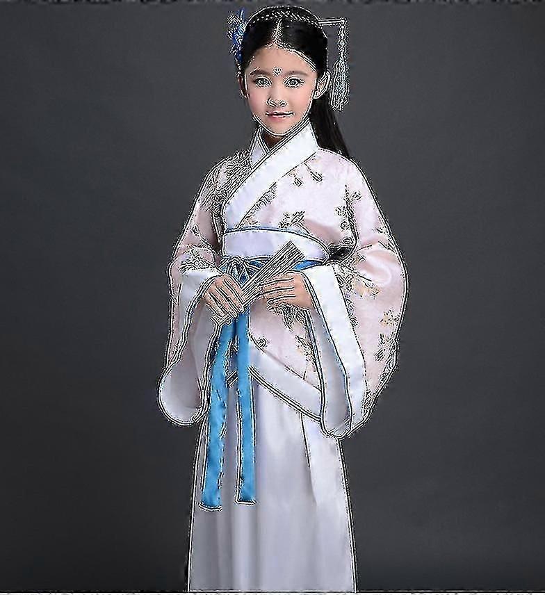 Robe de soie chinoise, costume kimono pour filles et enfants, style traditionnel chinois vintage, ethnique, avec éventail, pour étudiants, chorale, danse, Hanfu Rfj Dzs
