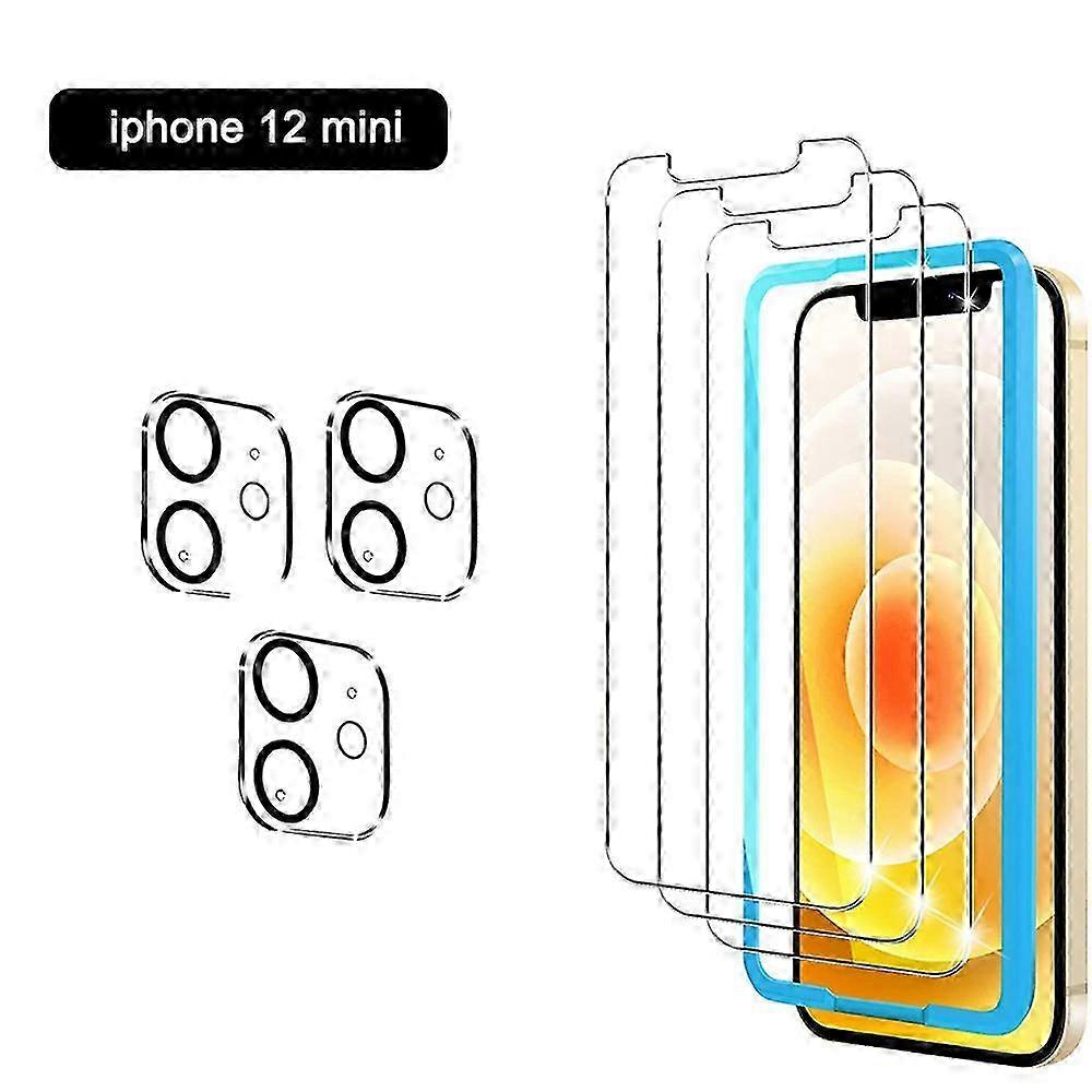 2025 3pcs Screen Protector 3pcs Camera Lens Protector Compatible with iPhone 12 Pro 12 Pro Max 12 mini