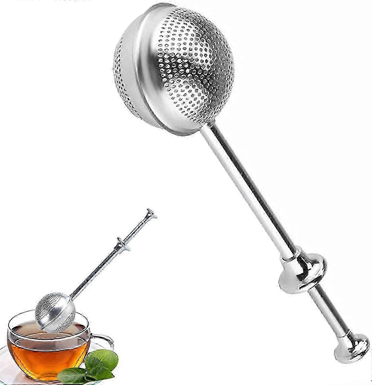 Retractable Tea Strainer With Handle Diffuser Ball Spherical Stainless Steel