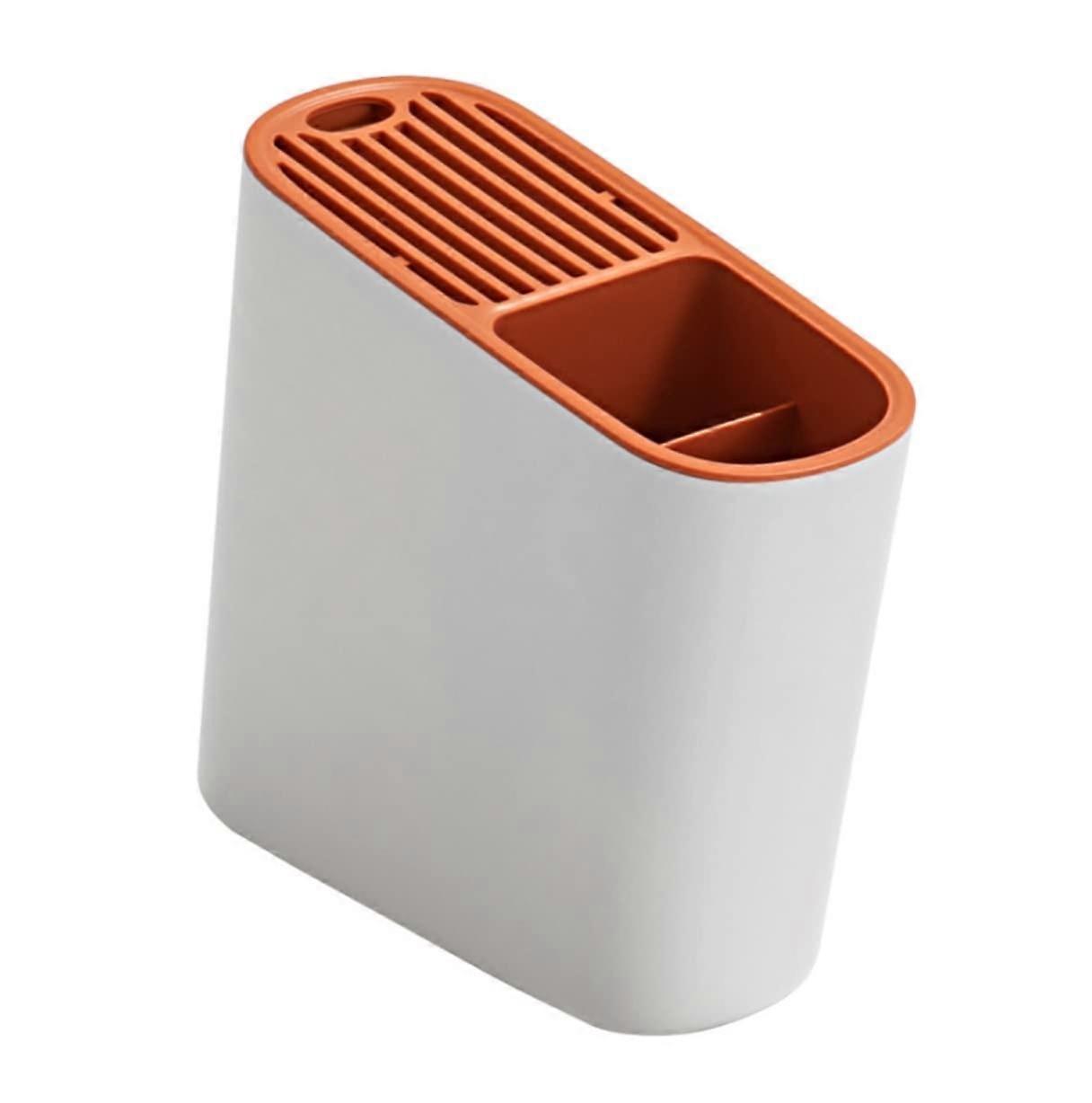 Universal Knife Block Organizer SpaceSaving Kitchen Storage Holder PP Material Orange 22x9x22cm
