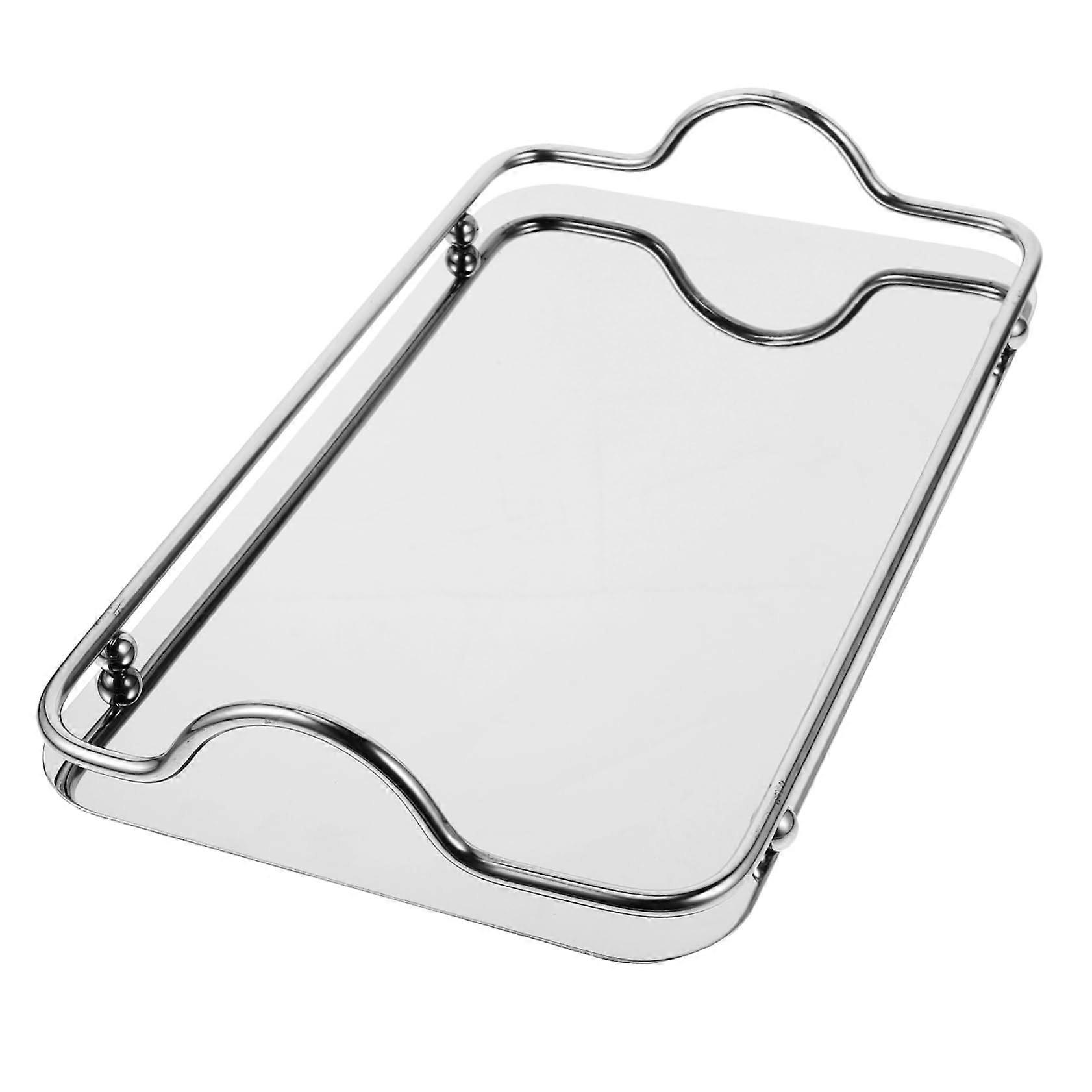 Stainless Steel Serving Tray with Handles, Rectangular Metal Tray for Restaurant and Parties