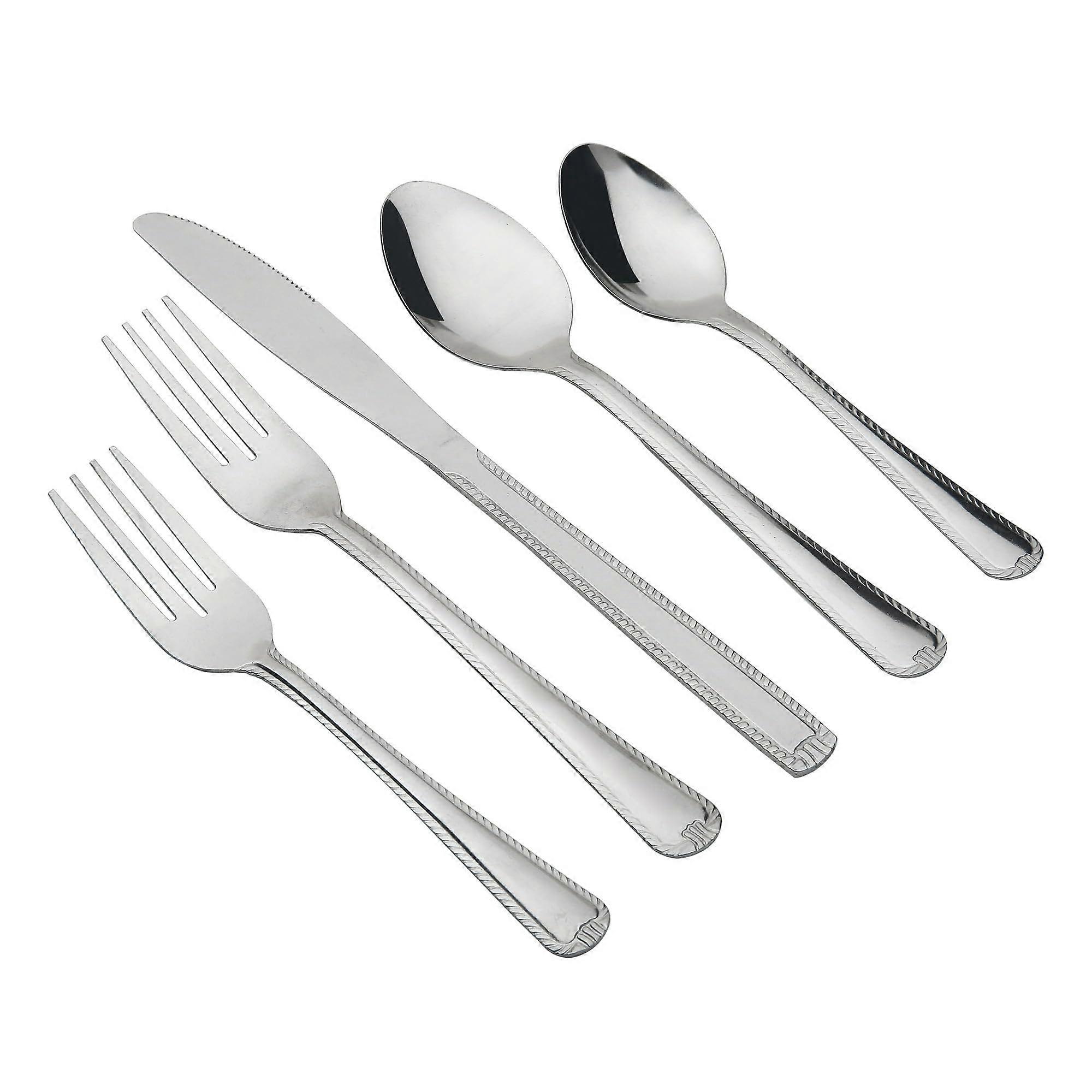 49Piece Stainless Steel Flatware Set with Tray, Service for 8, Dishwasher Safe Silverware