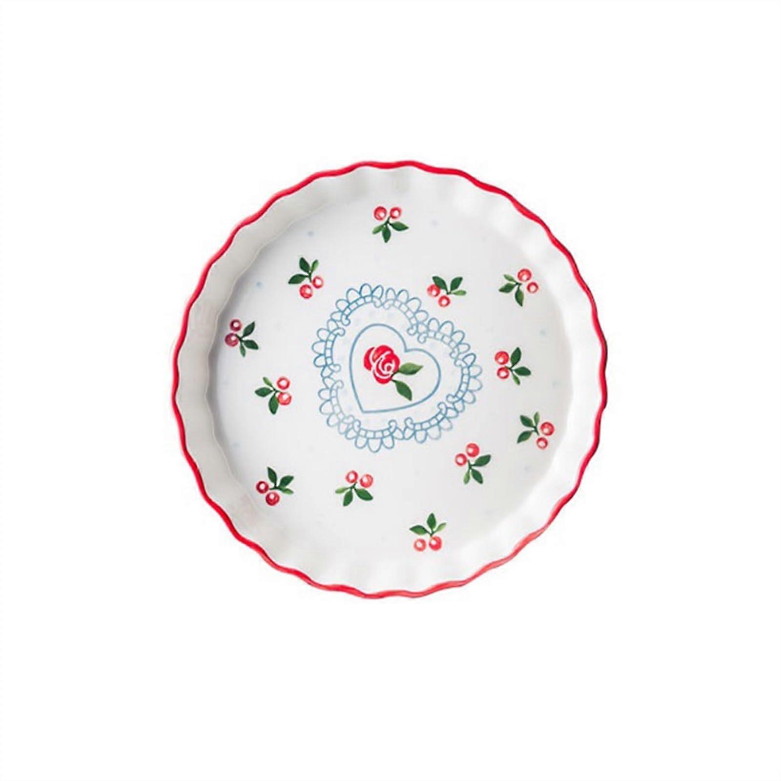 9.5 Inch Ceramic Pie Plate Baking Dish, Oven Safe,  Temp Resistant, Large 935ml Capacity