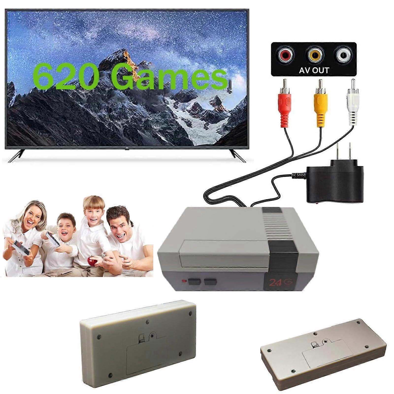 Retro Gaming Console with 620 BuiltIn Games, 8Bit Mini Plug and Play System, Dual Wireless Controllers