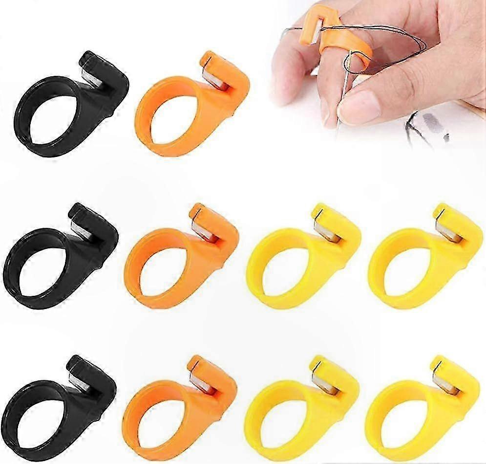 12PCS Thread Cutter Ring Plastic Sewing Tool for Finger Cutting
