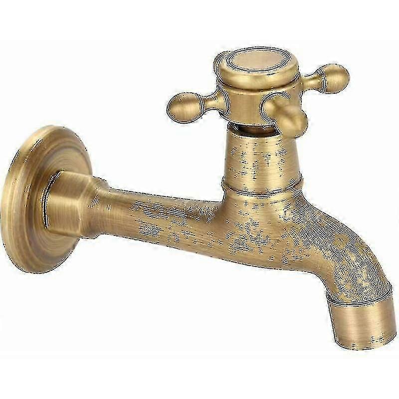 Vintage Solid Brass Wall Mounted Garden Tap G1/2 Thread (long)
