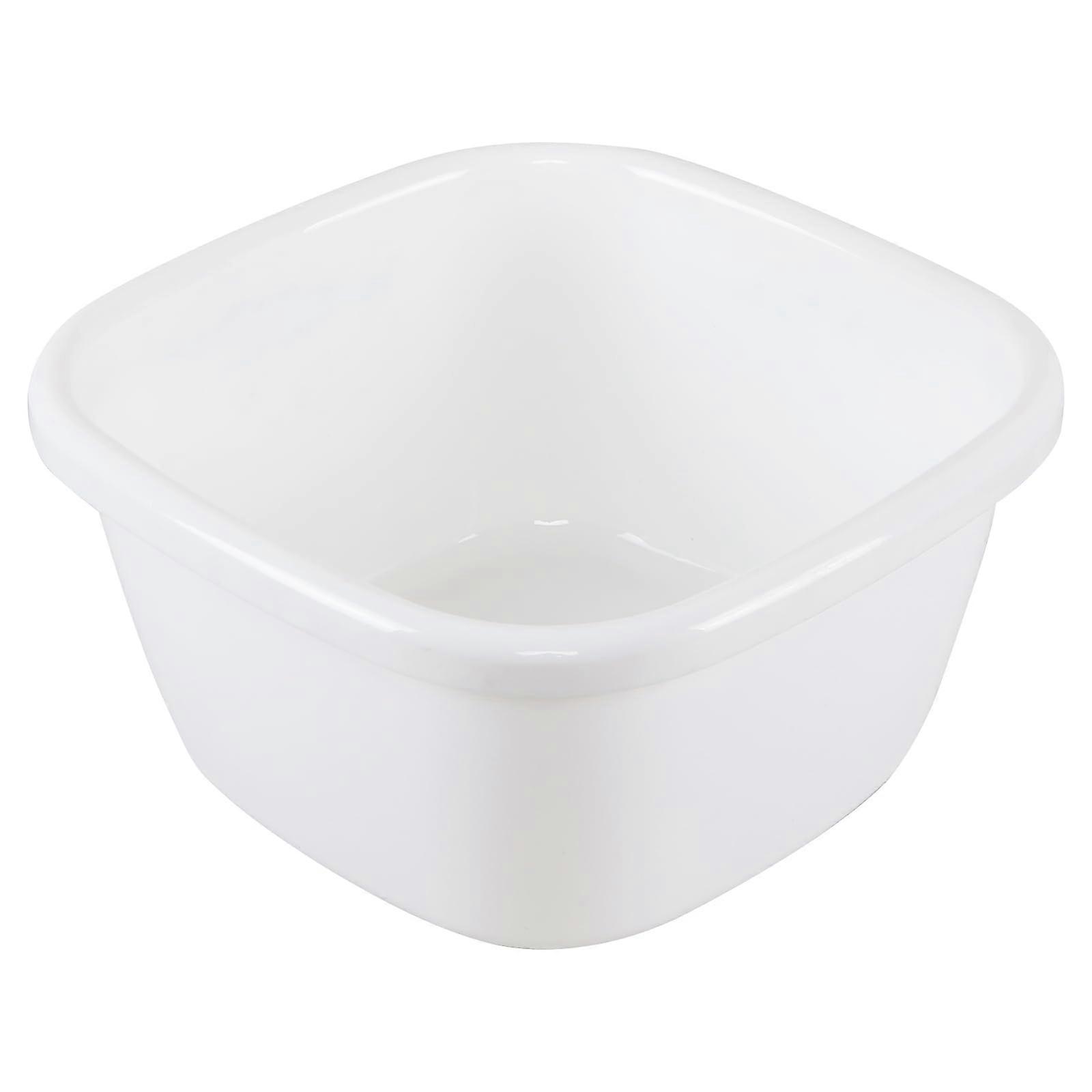 16 Quart Plastic Wash Basin 2 Pack, Deep Square Dish Pan, White Stackable Space Saving Design