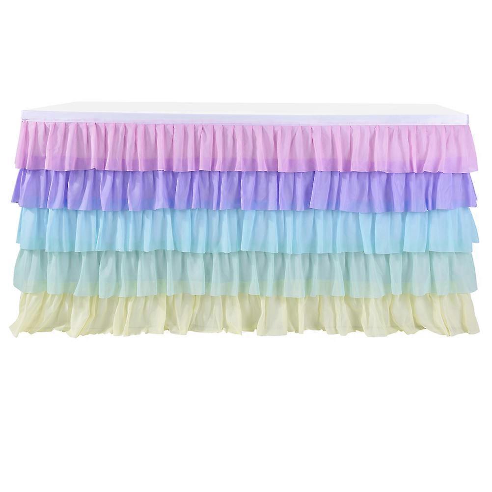 Wedding Table Skirt 2Pcs 5 Layer Wave Skirt for Party Table Cover