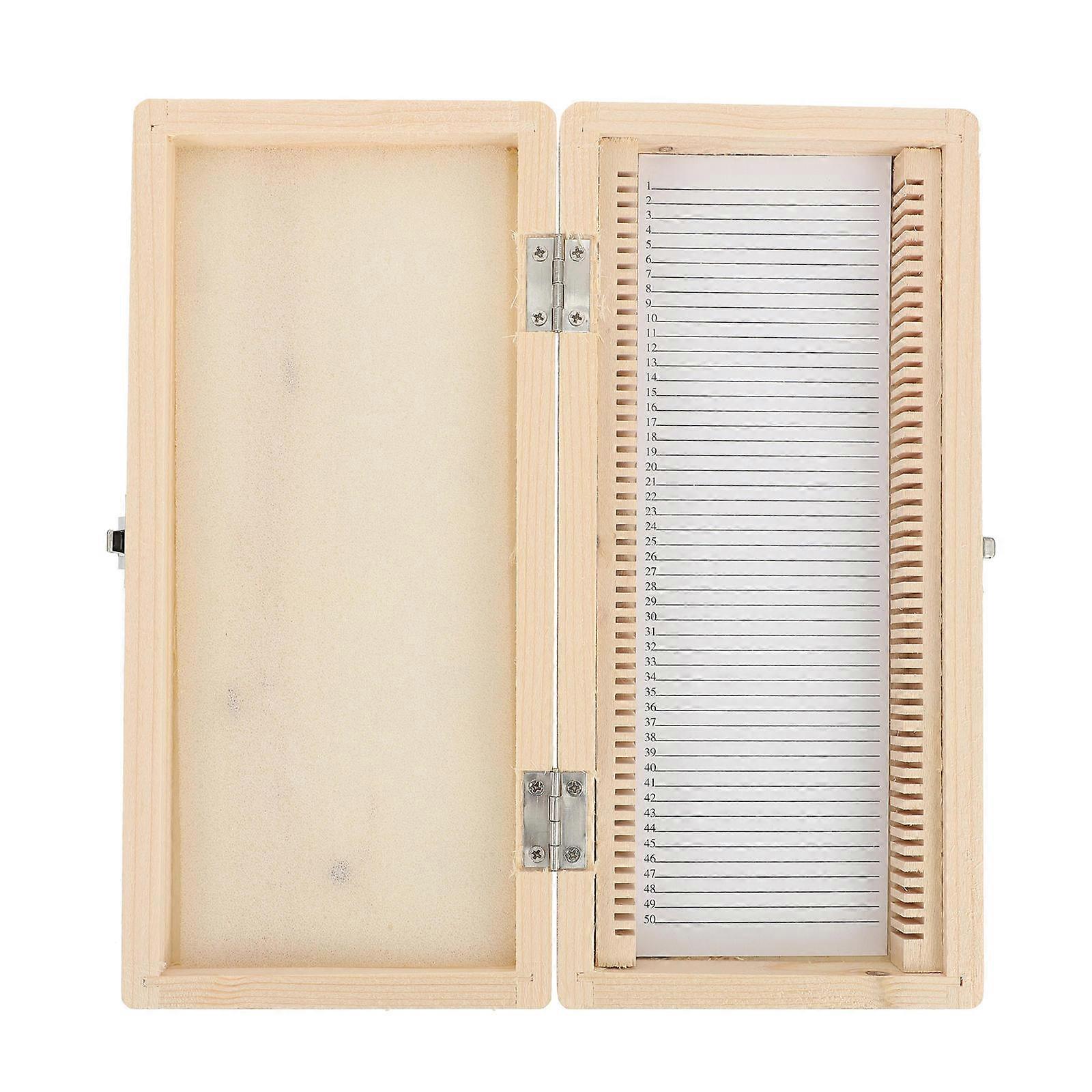 Wood Slide Storage Box Microscope Slide Holder for Storage Use 50 Pieces