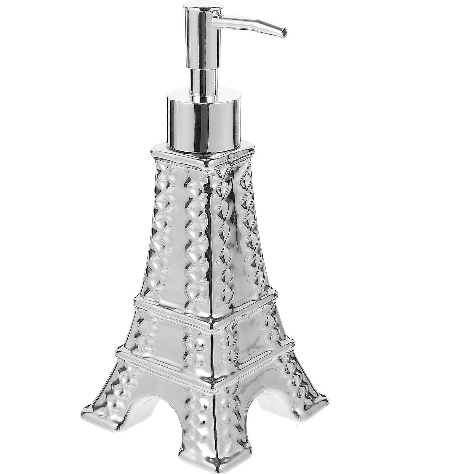 Silver Soap Dispenser with Pump for Bathroom Use 1 Piece Refillable Bottle