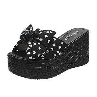 Damen-Sandalen mit Matsu-Absatz, dicker Sohle und schrägem Absatz, atmungsaktiv, zum Hineinschlüpfen, Strandsandalen, Größe 7,5 (40)