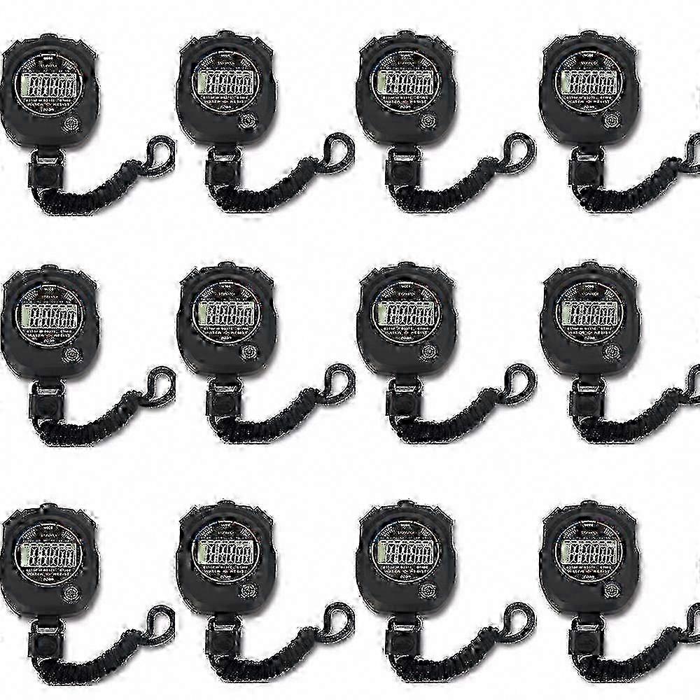 12 Pack Multi-function Digital Stopwatch Timer, Large Display with Date, Time, Alarm for Sports