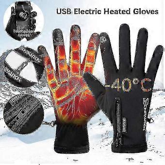 Gants chauffants électriques pour le vélo, rechargeables par USB, moufles tactiles